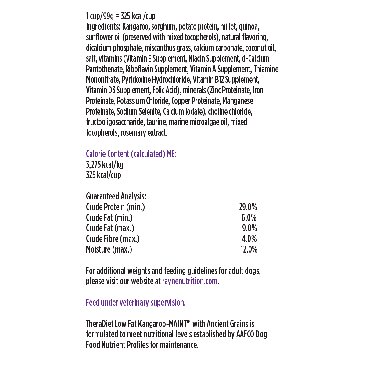 Low Fat Kangaroo-MAINT with Ancient Grains Dry Dog Food